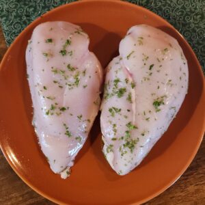 Pasture raised chicken breasts with tenderloin