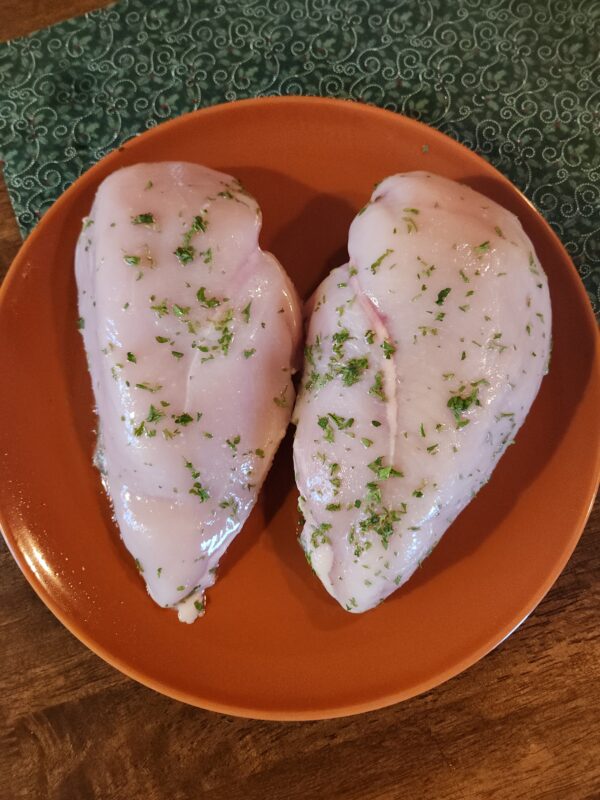 Pasture raised chicken breasts with tenderloin